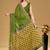 Green floral print muslin cotton saree with blouse.