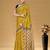 Mustard floral print muslin cotton saree with blouse.
