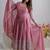 Pink chinon silk party wear embroidery anarkali suit set