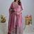 Pink chinon silk party wear embroidery anarkali suit set