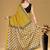 Mustard floral print muslin cotton saree with blouse.