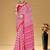 Pink floral print muslin cotton saree with blouse.