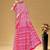 Pink floral print muslin cotton saree with blouse.