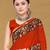 Rust floral print muslin cotton saree with blouse.