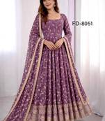 Light purple georgette party wear embroidery suit set