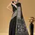 Black floral print muslin cotton saree with blouse.
