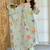 Pista green floral printed chanderi kurta pant set with matching dupatta