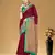 Maroon floral print muslin cotton saree with blouse.