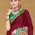 Maroon floral print muslin cotton saree with blouse.