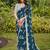 Blue floral print soft pure cotton saree with blouse.