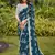 Blue floral print soft pure cotton saree with blouse.
