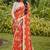 Rust floral print soft pure cotton saree with blouse.