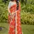 Rust floral print soft pure cotton saree with blouse.