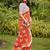 Rust floral print soft pure cotton saree with blouse.