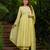 Trending pista yellow embroidered chanderi silk flared kurta pant set with dupatta for women