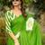 Green floral print soft pure cotton saree with blouse.