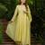 Trending pista yellow embroidered chanderi silk flared kurta pant set with dupatta for women