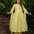 Trending pista yellow embroidered chanderi silk flared kurta pant set with dupatta for women