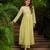 Trending pista yellow embroidered chanderi silk flared kurta pant set with dupatta for women