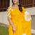Yellow floral print soft pure cotton saree with blouse.