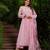 Trending pink embroidered chanderi silk flared kurta pant set with dupatta for women