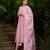 Trending pink embroidered chanderi silk flared kurta pant set with dupatta for women