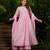 Trending pink embroidered chanderi silk flared kurta pant set with dupatta for women