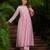 Trending pink embroidered chanderi silk flared kurta pant set with dupatta for women