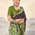 Brown, green floral print mulmul cotton saree with blouse.
