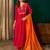 A-line red embroidered silk blend kurta pant set with pink dupatta – festive ethnic wear for women