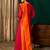 A-line red embroidered silk blend kurta pant set with pink dupatta – festive ethnic wear for women