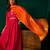 A-line red embroidered silk blend kurta pant set with pink dupatta – festive ethnic wear for women