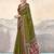 Green, red floral print mulmul cotton saree with blouse.