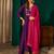 A-line violet embroidered silk blend kurta pant set with pink dupatta – festive ethnic wear for women