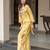 Stylish yellow crepe floral embroidered straight kurta palazzo set for women