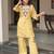 Stylish yellow crepe floral embroidered straight kurta palazzo set for women