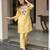 Stylish yellow crepe floral embroidered straight kurta palazzo set for women