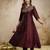 Trending coffee embroidered flared vichitra silk kurta pant set with dupatta for women