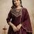 Trending coffee embroidered flared vichitra silk kurta pant set with dupatta for women