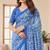 Blue striped print soft pure cotton saree with blouse.