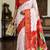 White Color Digital printing Durga Pooja Work Lichi Silk Saree