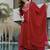 Trending red embroidered flared vichitra silk kurta pant set with dupatta for women