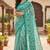 Green striped print soft pure cotton saree with blouse.