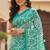Green striped print soft pure cotton saree with blouse.