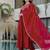 Trending red embroidered flared vichitra silk kurta pant set with dupatta for women