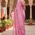 Pink striped print soft pure cotton saree with blouse.