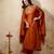 Trending orange embroidered flared vichitra silk kurta pant set with dupatta for women