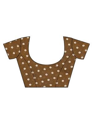 Brown ajrakh bandhej handblock print  mulmul cotton saree with blouse. 5