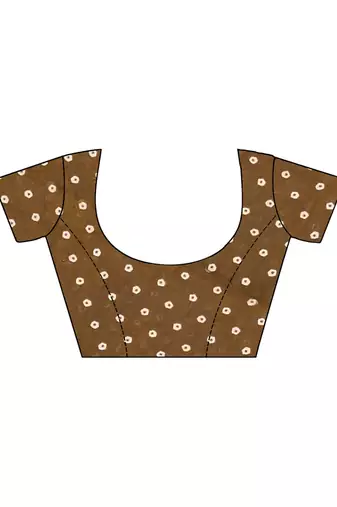 Brown ajrakh bandhej handblock print  mulmul cotton saree with blouse.