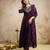 Trending wine embroidered flared vichitra silk kurta pant set with dupatta for women